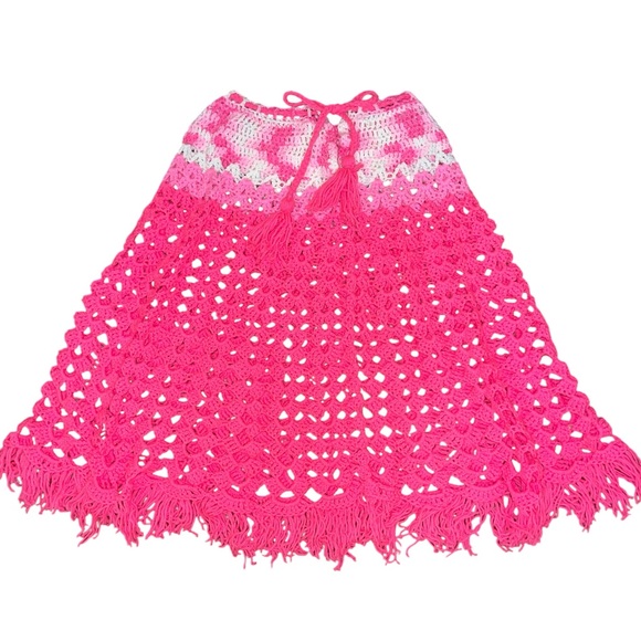 Handmade Dresses & Skirts - Pink Crochet Midi Skirt vintage 70’s